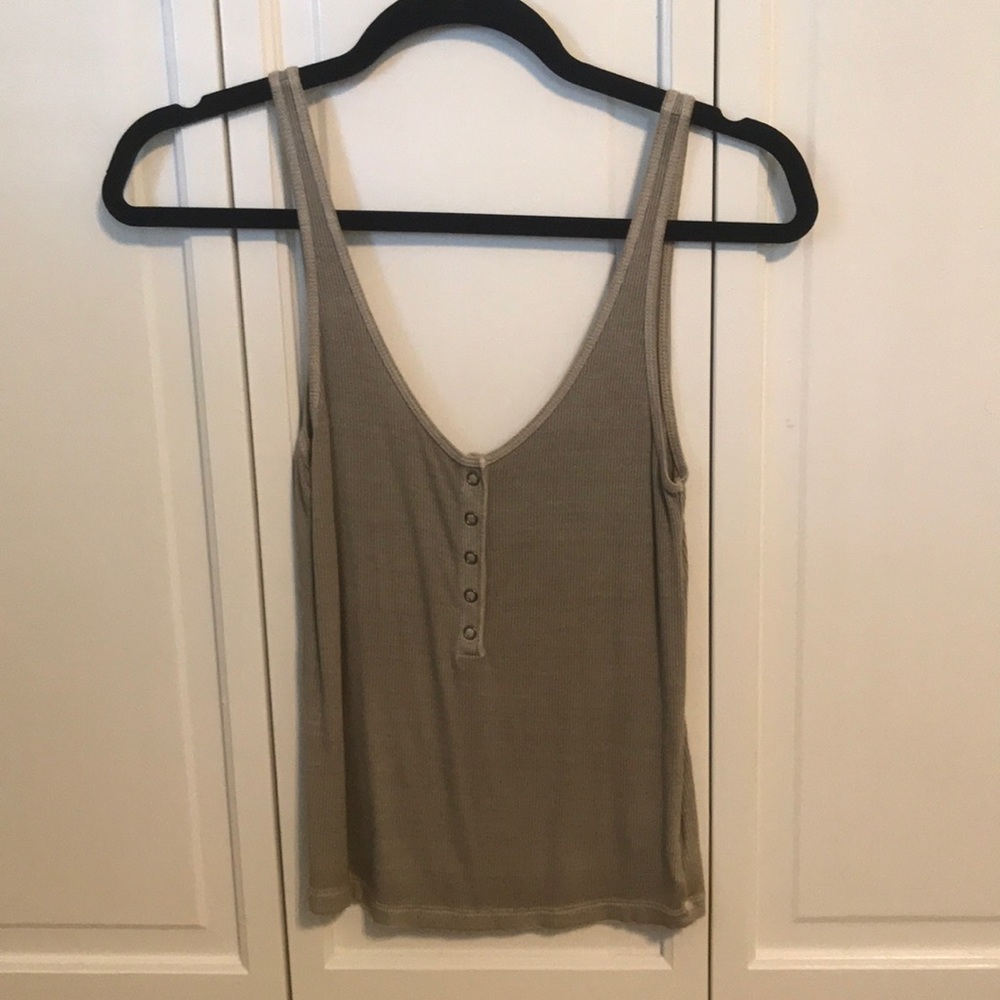 American Eagle Olive Green Ribbed Basic Tank